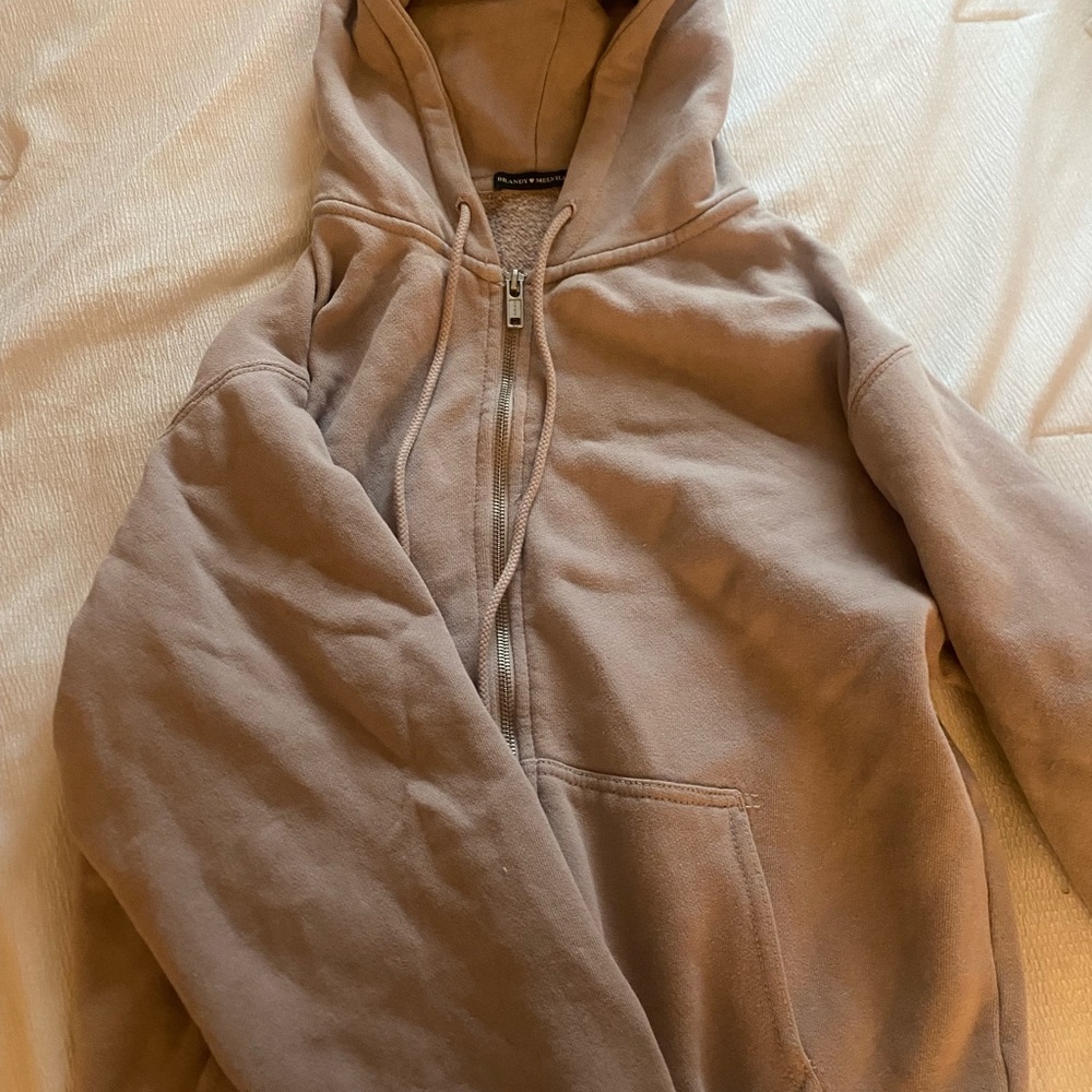 brown brandy melville zip up hoodie
